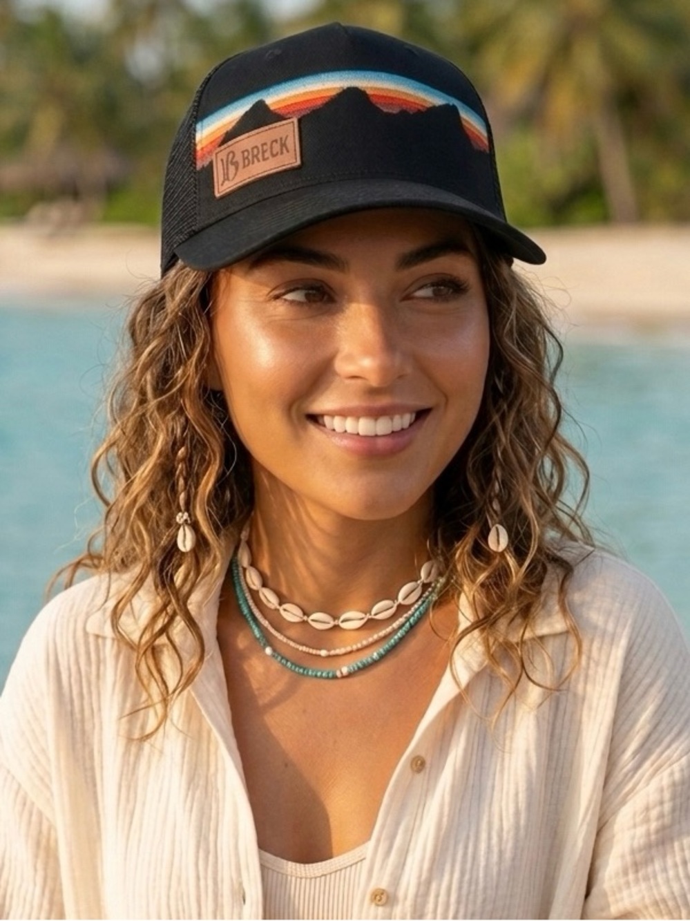 Locale Outdoor Breckenridge Colorado Trucker Hat Black Retro Mountain Rainbow
